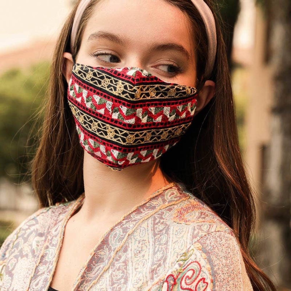 Idyllic Pattern Embroidered Face Mask - Picture 2 of 7